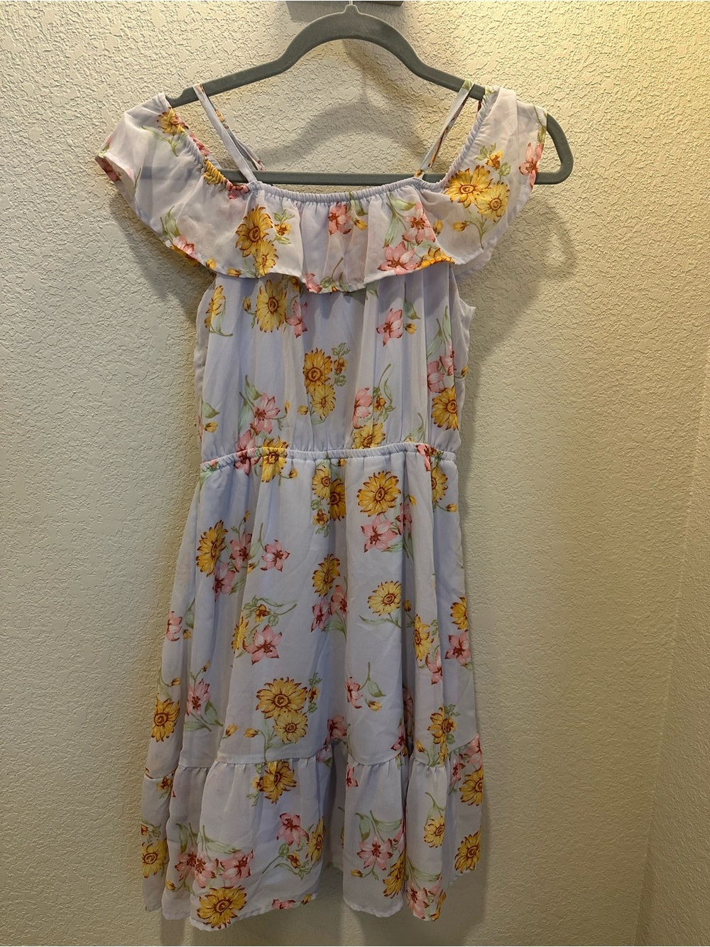 Place Light Purple Floral Ruffle Sundress with Yellow Flowers